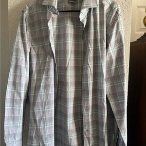 Michael Kors Gray and Green Plaid Shirt